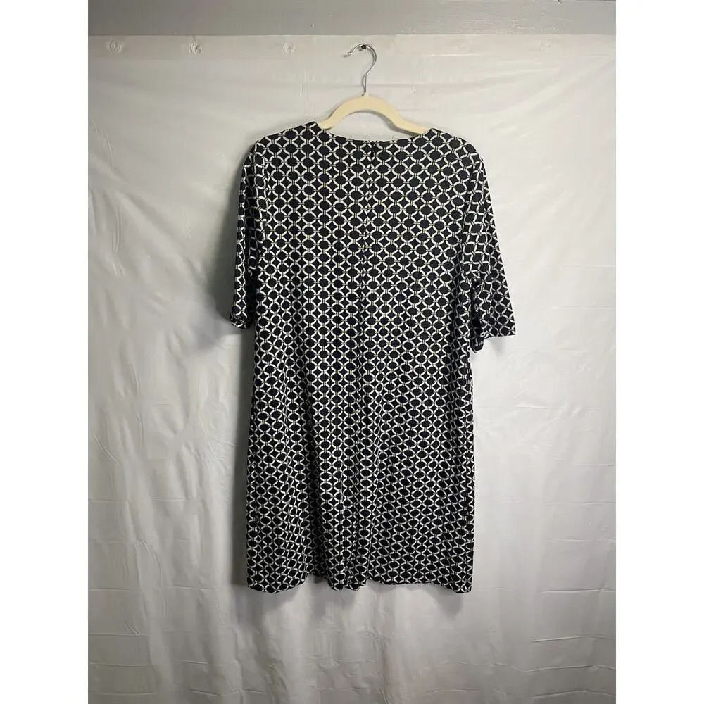 Tyler Boe‎ Women’s Kristen Shift Dress Geometric Stretch Blue White Size Large